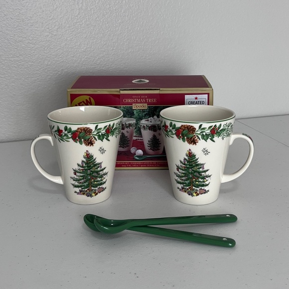 Spode Christmas Tree Annual Mug & Spoon Set 4 Piece - Picture 1 of 7